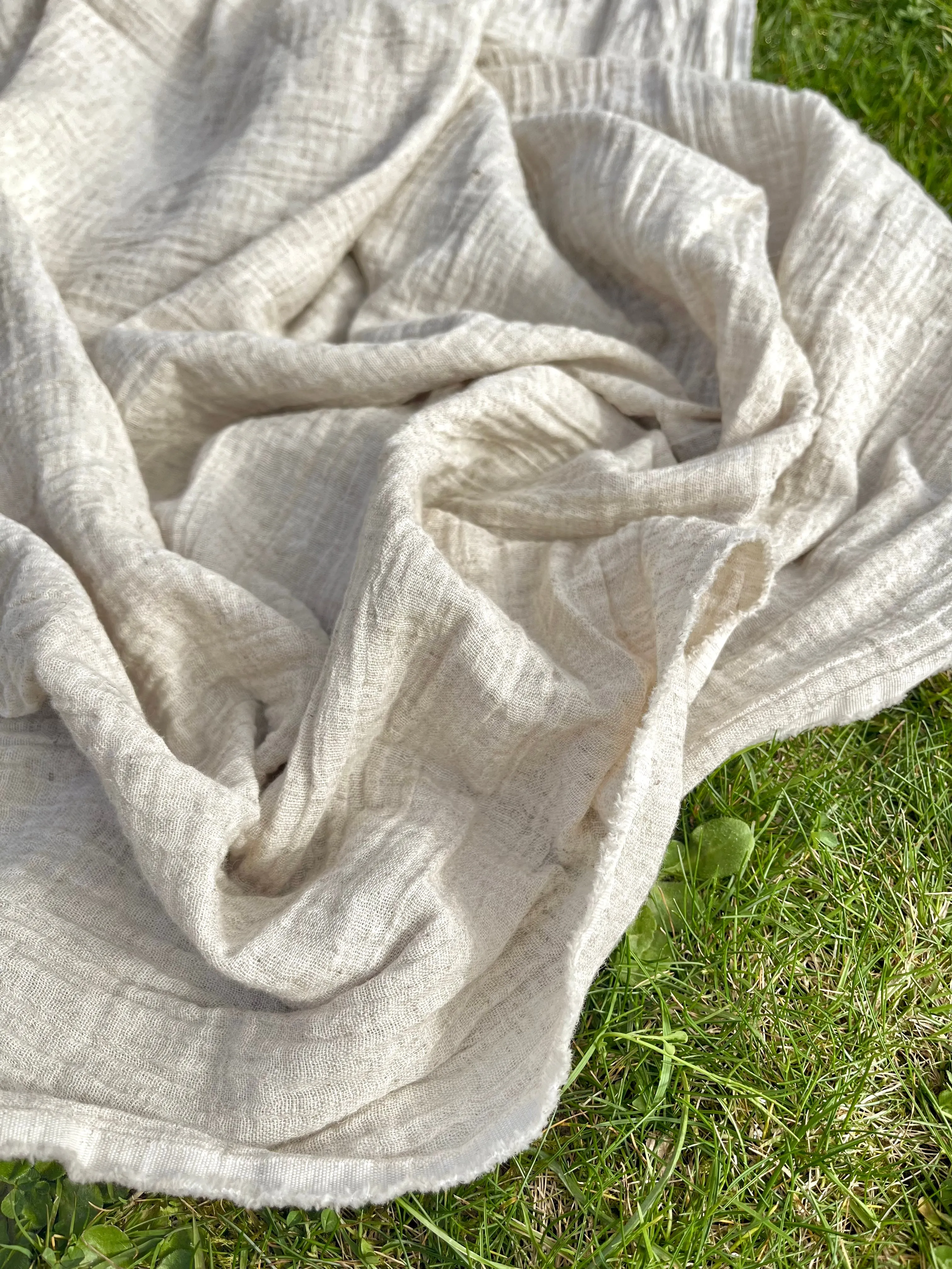 Neutral Hemp Organic Cotton Fabric Double Layer Muslin Fabric.