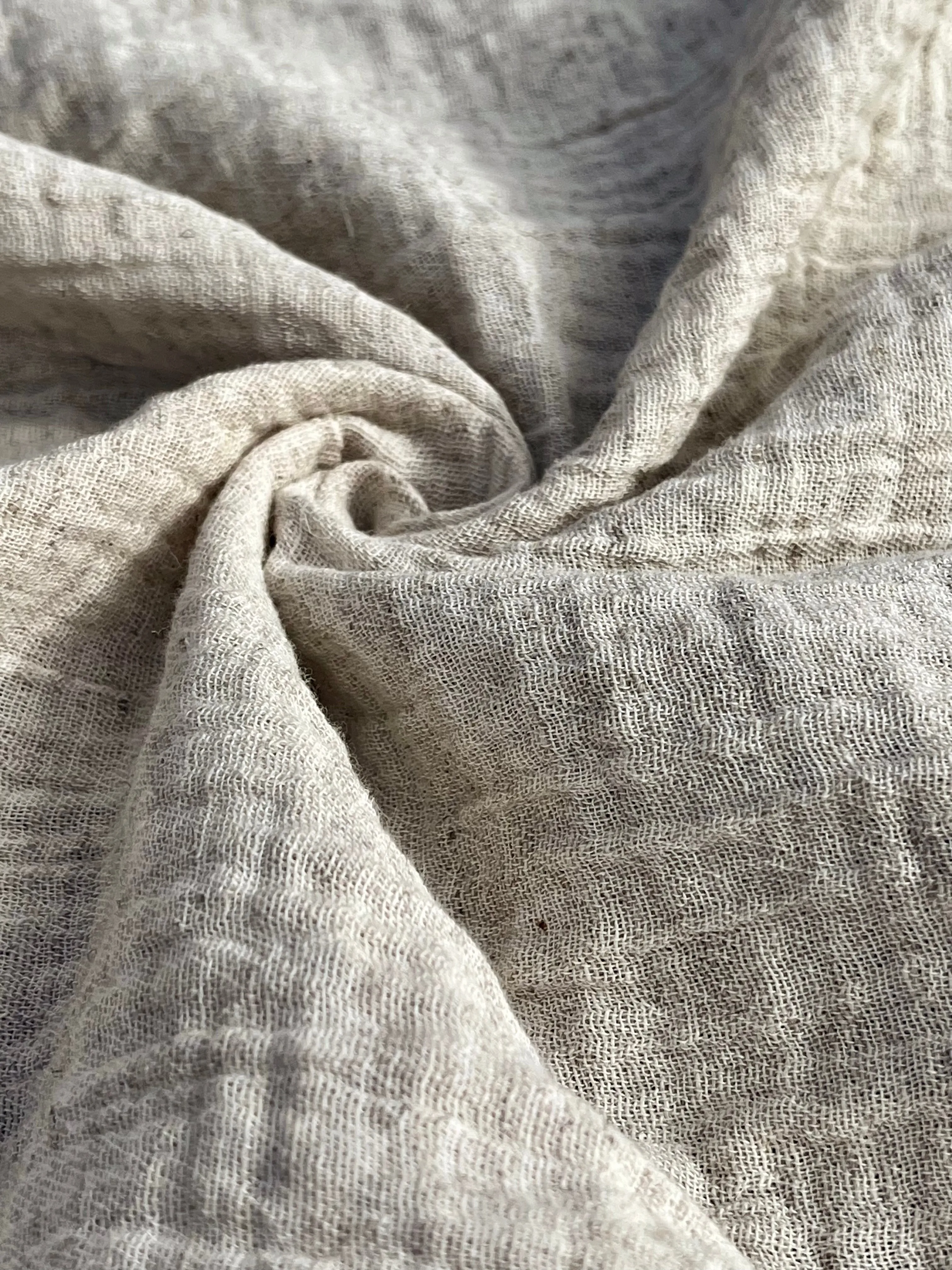 Neutral Hemp Organic Cotton Fabric Double Layer Muslin Fabric.