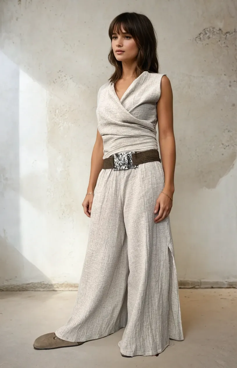 Neutral Hemp Organic Cotton Fabric Double Layer Muslin Fabric.