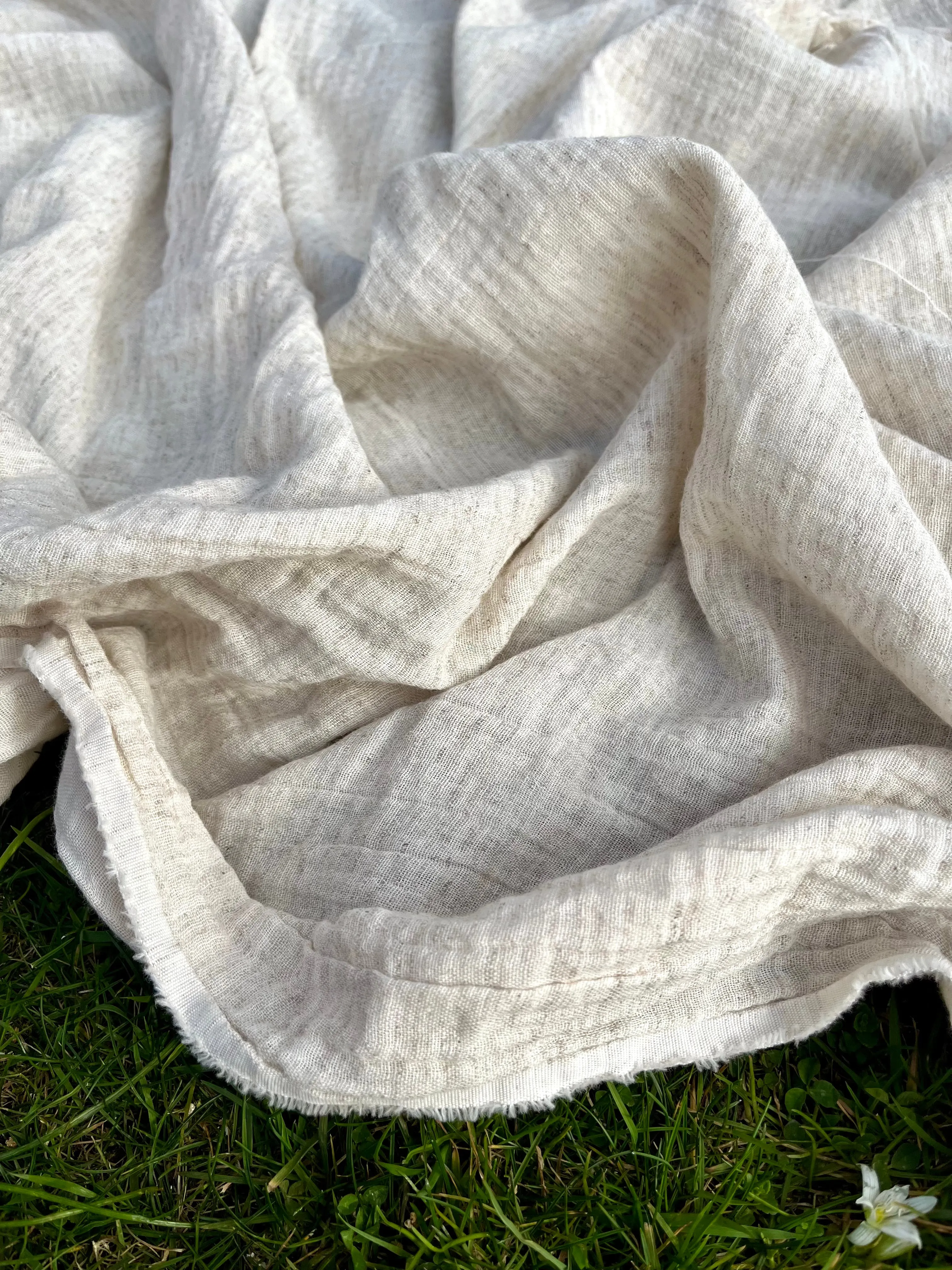 Neutral Hemp Organic Cotton Muslin Fabric.