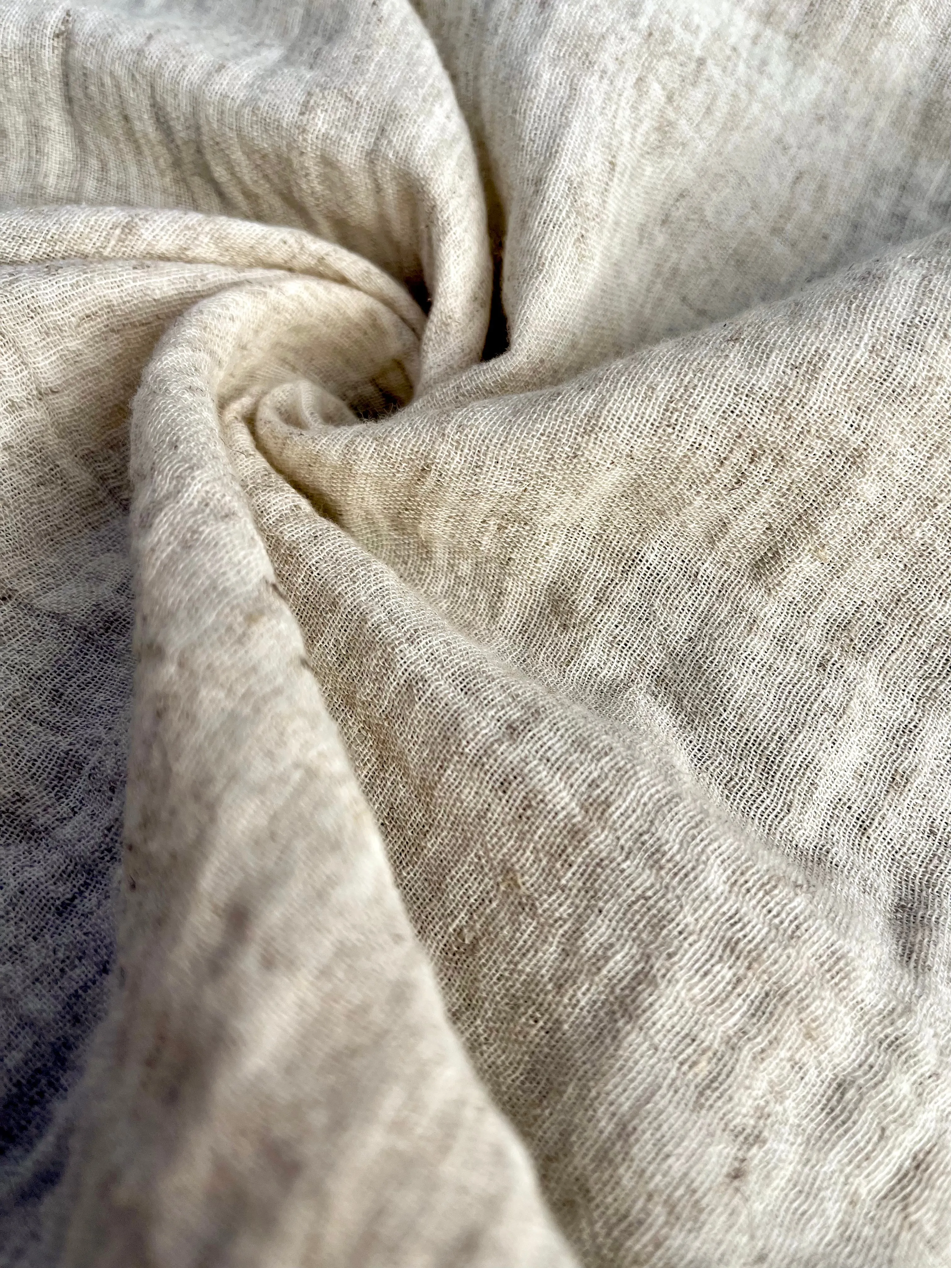 Neutral Hemp Organic Cotton Muslin Fabric.
