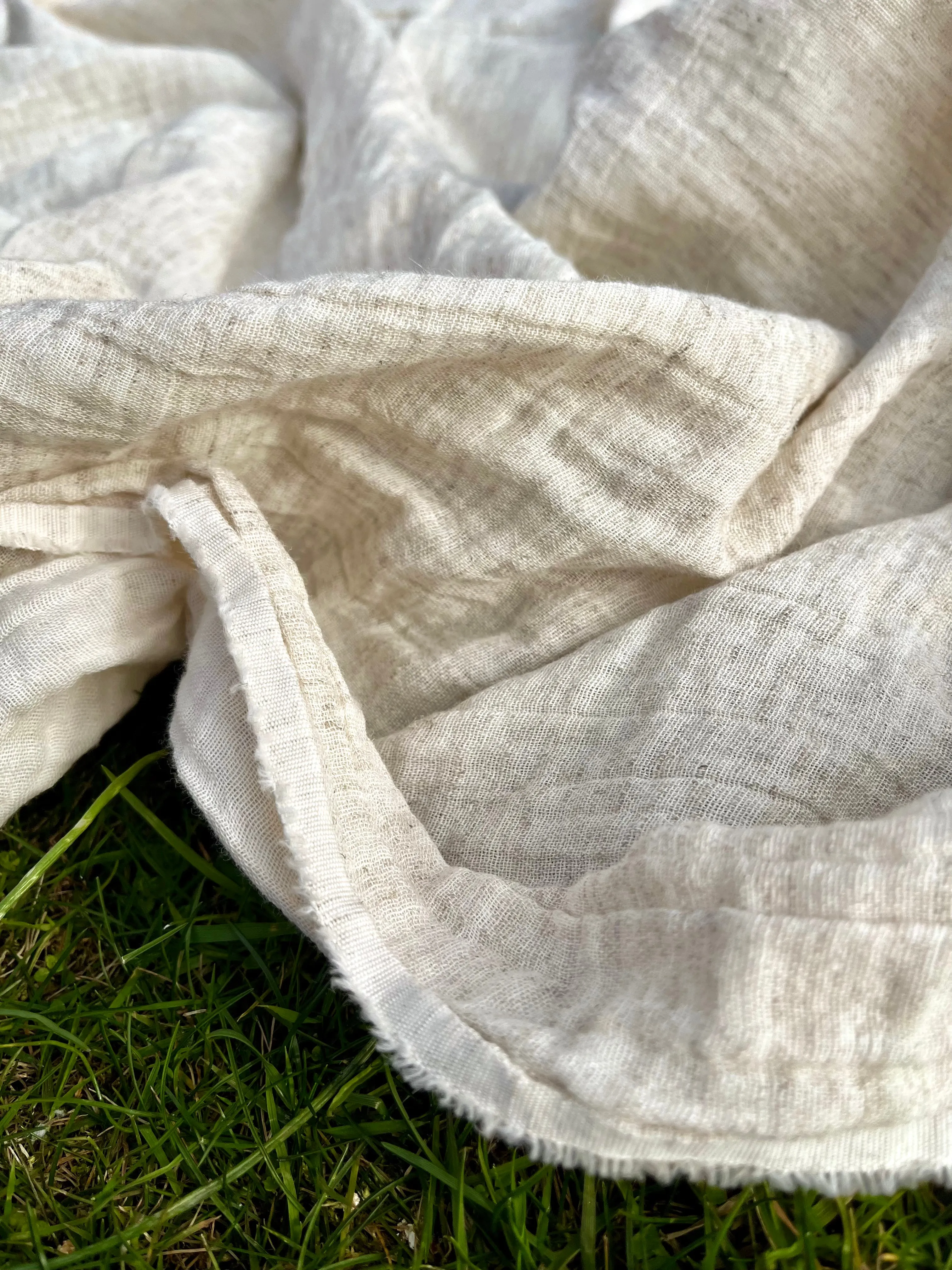 Neutral Hemp Organic Cotton Muslin Fabric.
