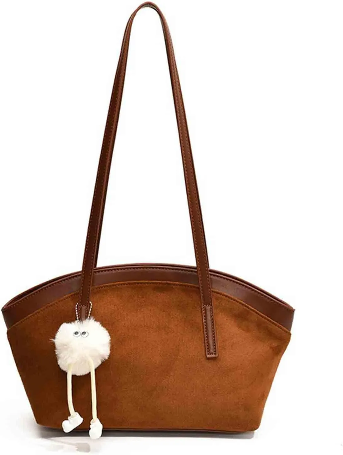 niche retro suede leather handbag with texture and color blocked women's shoulder bag