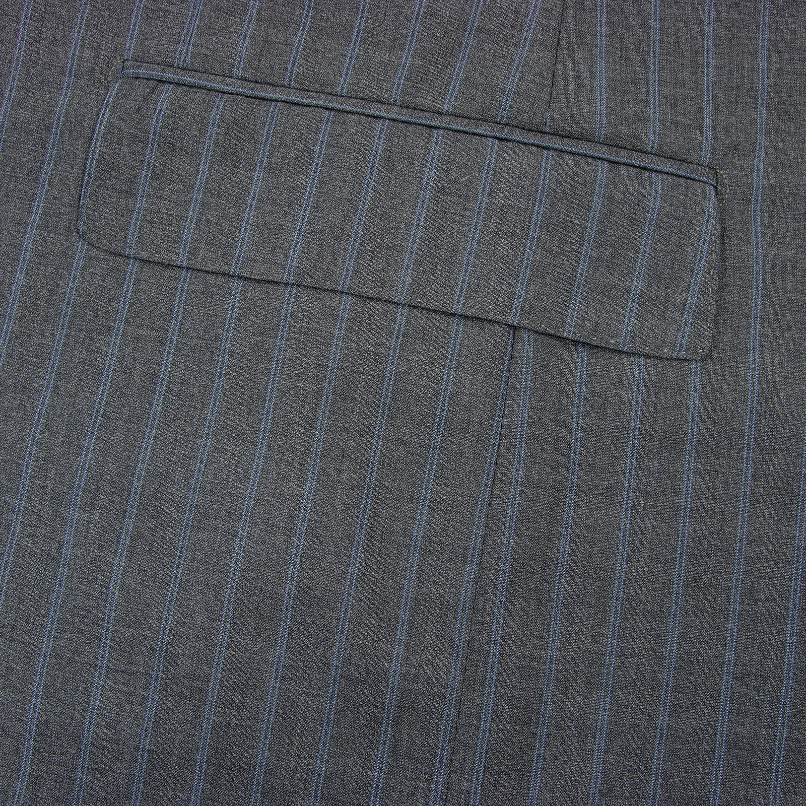 NWOT Zegna Milano Grey Blue Wool Striped Dual Vents Top Stitch 2Btn Suit 48L