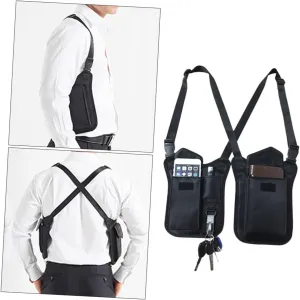Nylon Armpit Bag Upgraded Hidden Underarm Shoulder Bag for Men and Women Anti-theft Concealed Pack with Strap and Multi-pocket Design Black
