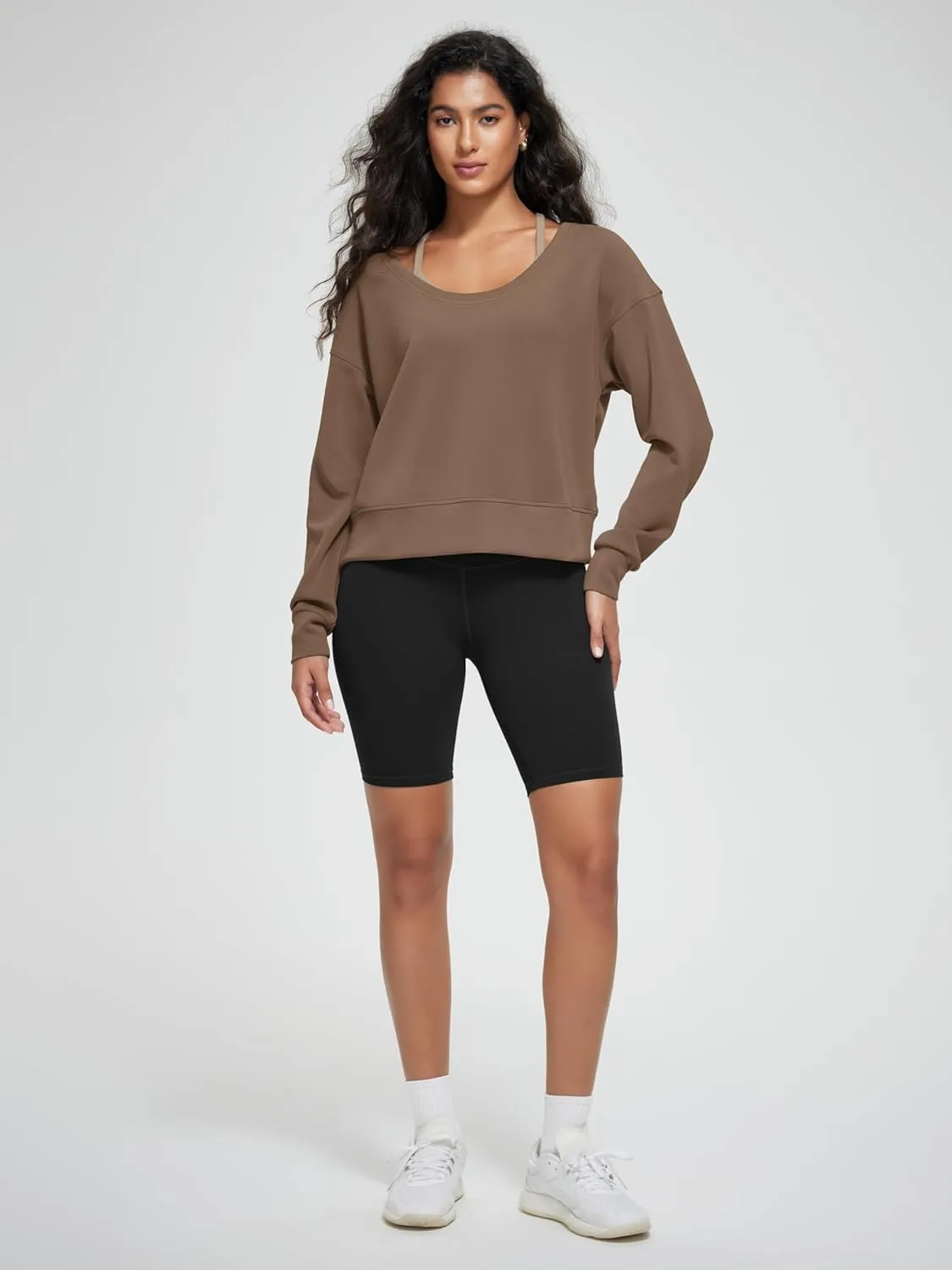 ODODOS Women's Modal Soft-Breezy Wide Scoop Neck Pullover Oversized Long Sleeve Sweatshirts