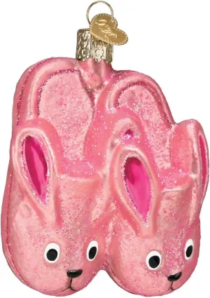Old World Christmas Bunny Slippers Glass Blown Ornaments for Christmas Tree