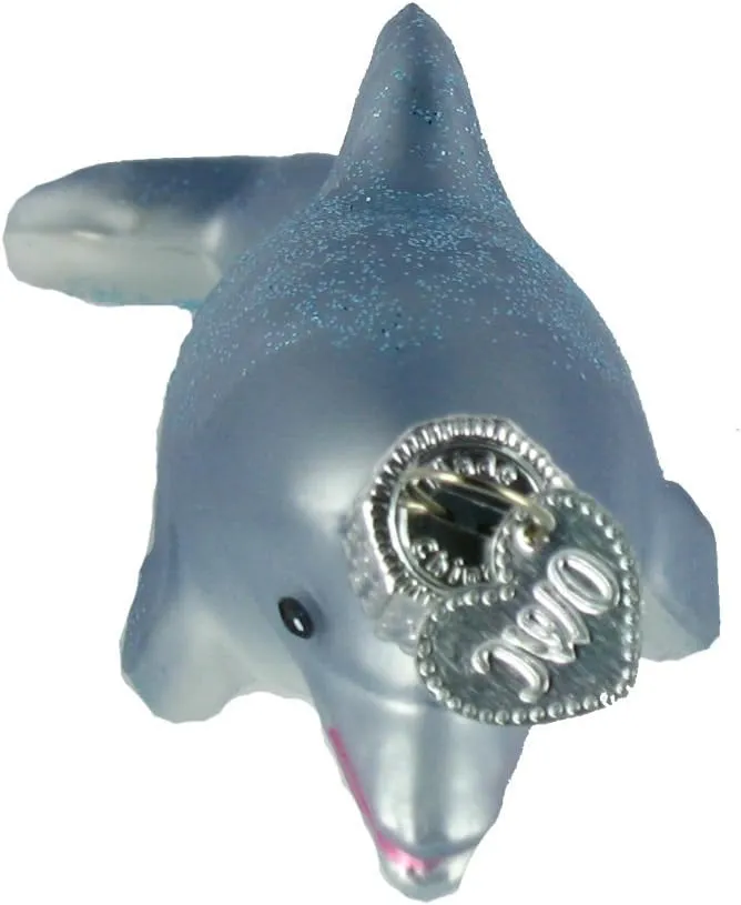 Old World Christmas Ornaments: Sea and Water Animals Glass Blown Ornaments for Christmas Tree, Playful Dolphin