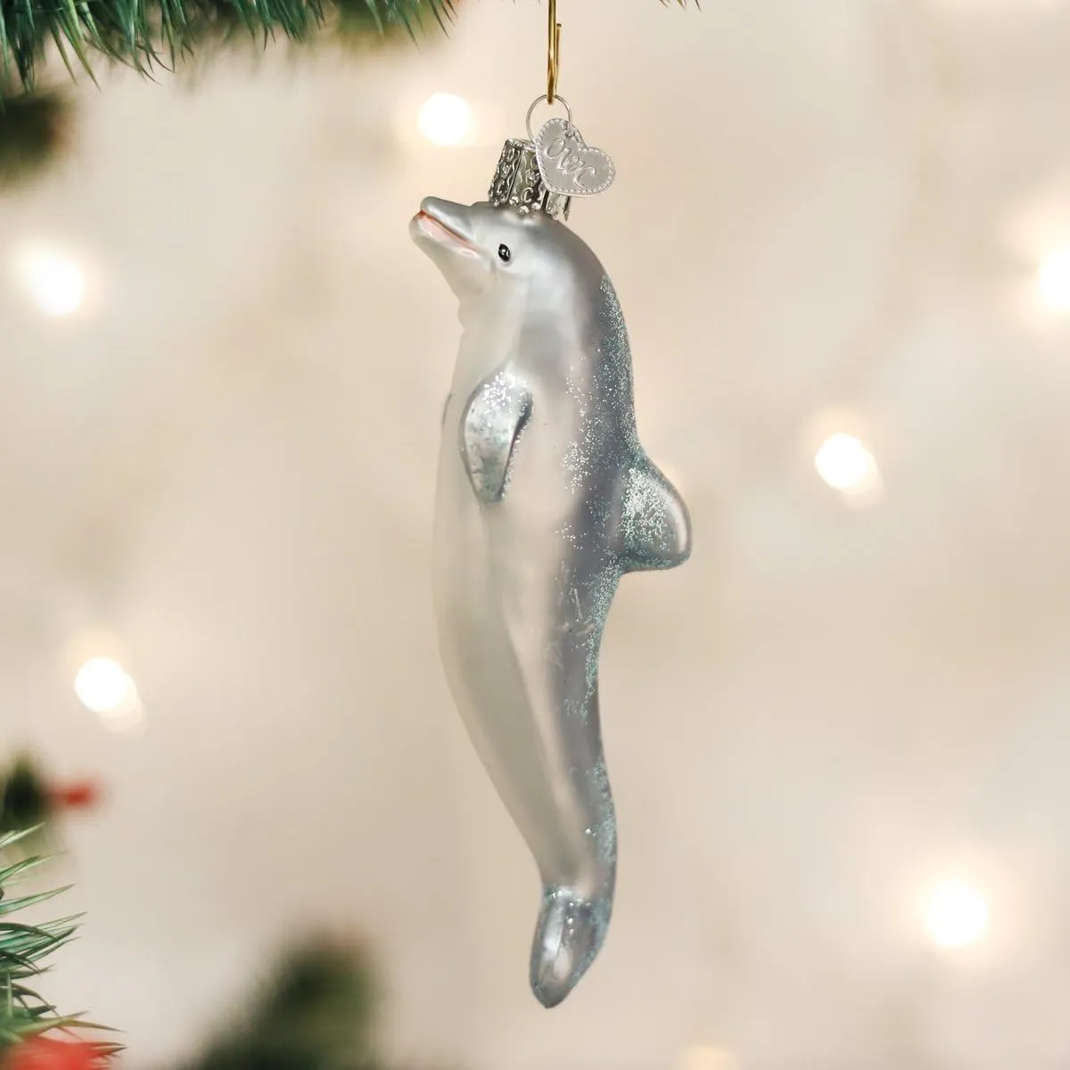 Old World Christmas Ornaments: Sea and Water Animals Glass Blown Ornaments for Christmas Tree, Playful Dolphin