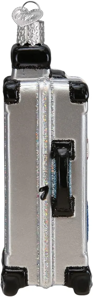 Old World Christmas Rolling Suitcase Glass Blown Ornament for Christmas Tree