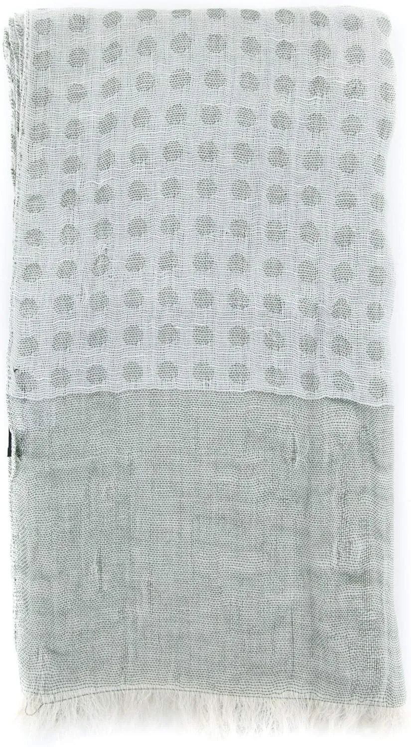 Olive Green Polka Dot Cotton Blend Scarf