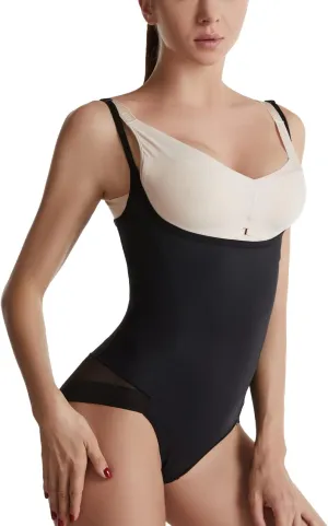 Open Bra Bodysuit Shapewear for Women Tummy Control Body Shaper with Brief Leg Panty