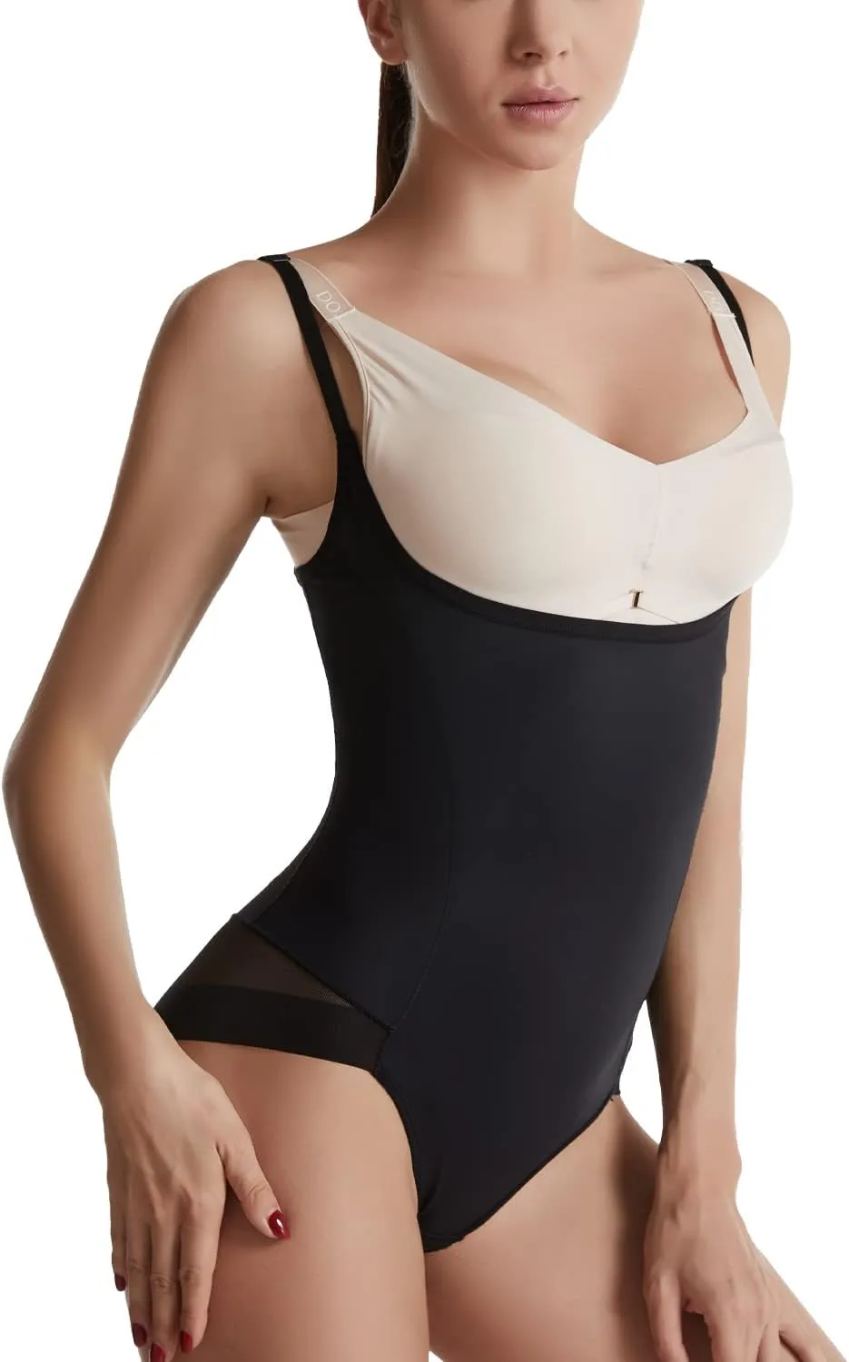 Open Bra Bodysuit Shapewear for Women Tummy Control Body Shaper with Brief Leg Panty