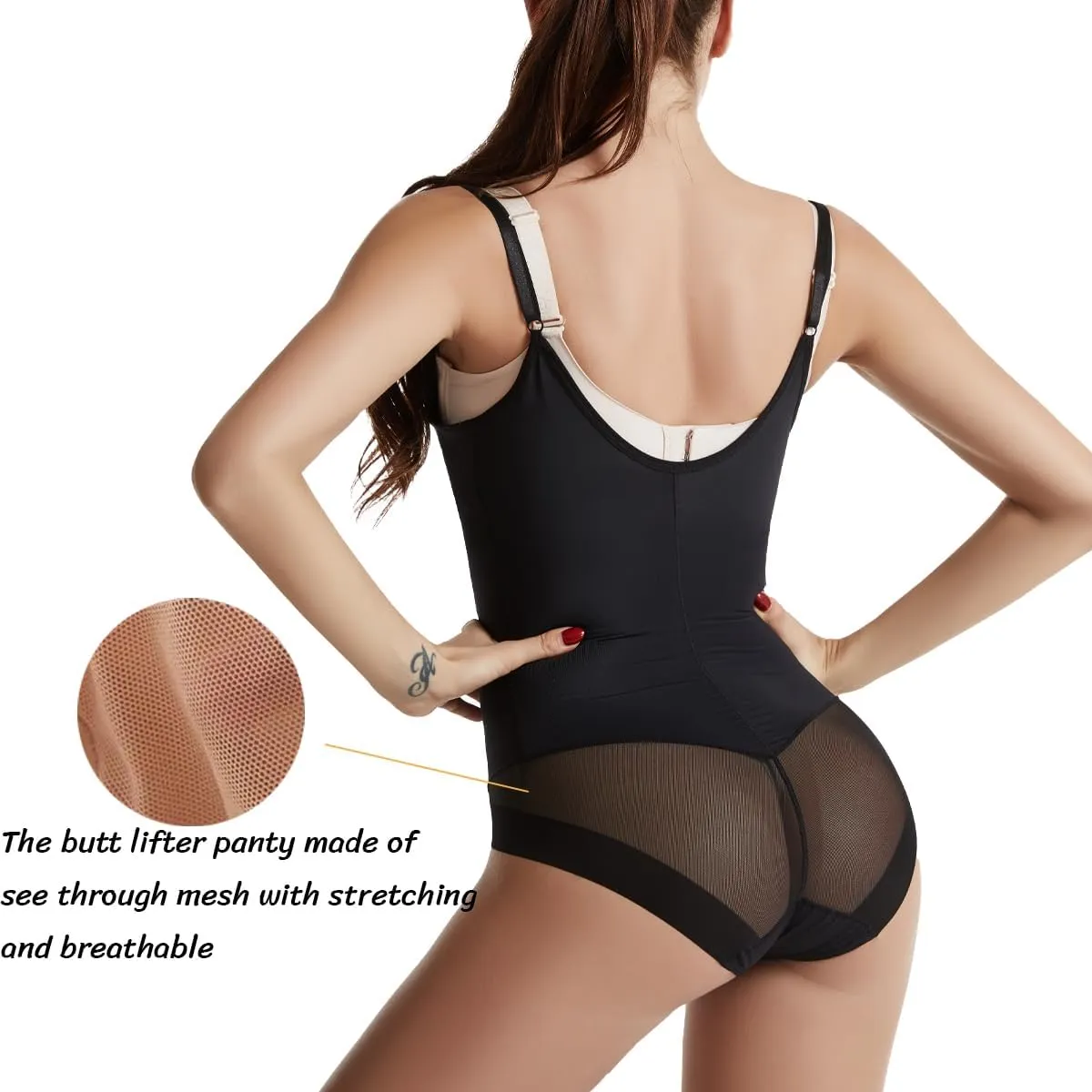 Open Bra Bodysuit Shapewear for Women Tummy Control Body Shaper with Brief Leg Panty