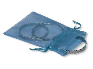 Organza Sheer Drawstring Bags: Navy Blue / 10 Pack / 4x6"