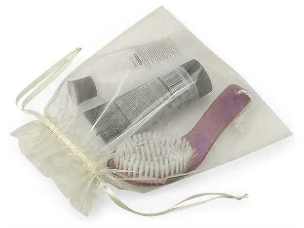 Organza Sheer Drawstring Bags: Navy Blue / 10 Pack / 4x6"