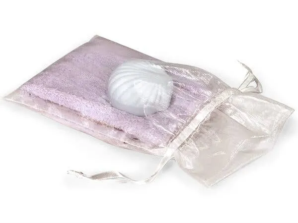 Organza Sheer Drawstring Bags: Toffee / 10 Pack / 4x6"