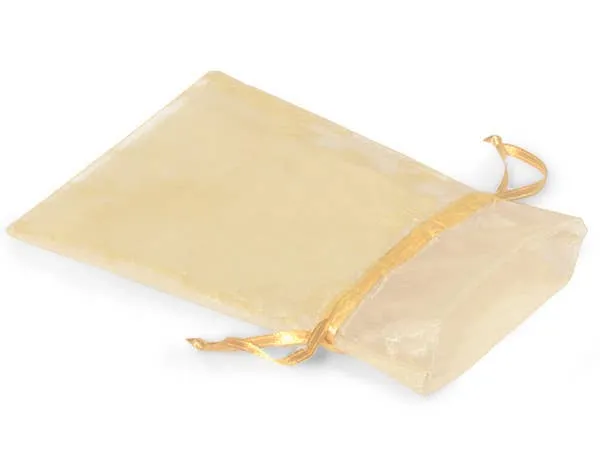 Organza Sheer Drawstring Bags: Toffee / 10 Pack / 4x6"