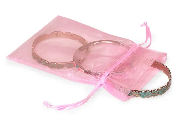 Organza Sheer Drawstring Bags: Toffee / 10 Pack / 4x6"