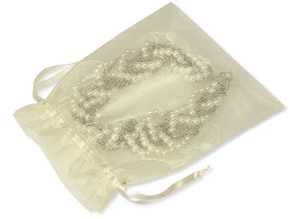 Organza Sheer Drawstring Bags: Toffee / 10 Pack / 4x6"