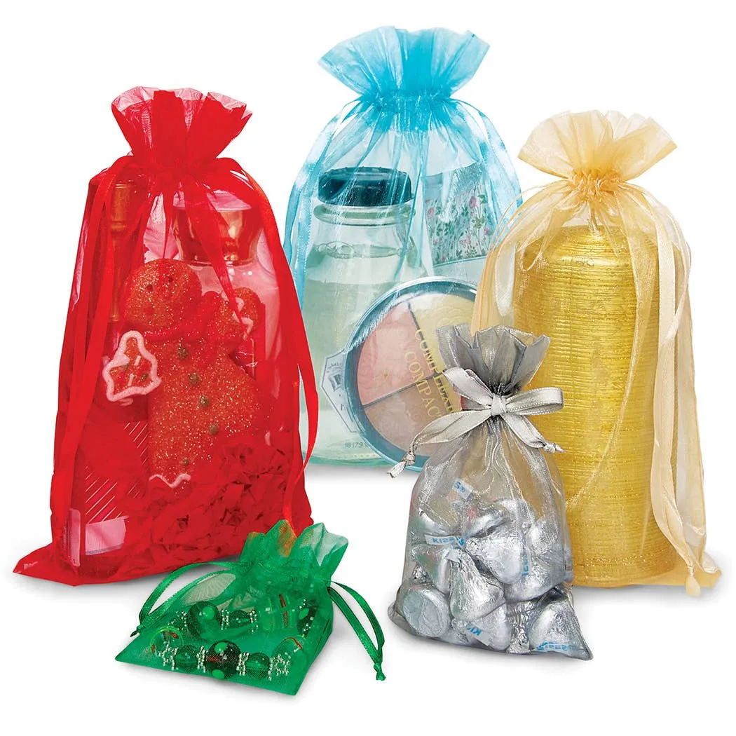 Organza Sheer Drawstring Bags: Toffee / 10 Pack / 4x6"