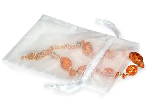 Organza Sheer Drawstring Bags: Toffee / 10 Pack / 4x6"