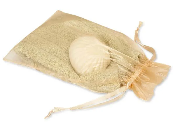 Organza Sheer Drawstring Bags: Toffee / 10 Pack / 4x6"