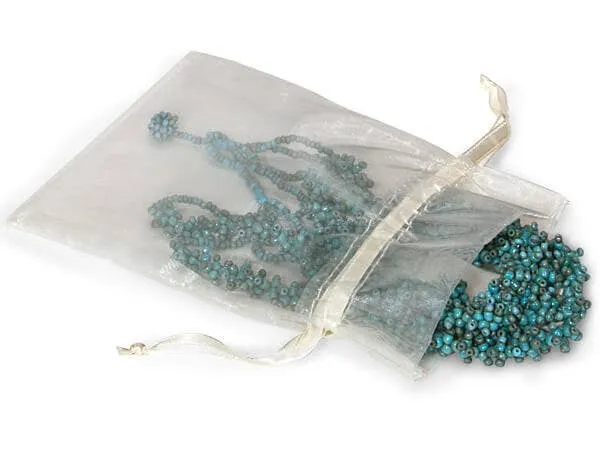 Organza Sheer Drawstring Bags: Toffee / 10 Pack / 4x6"
