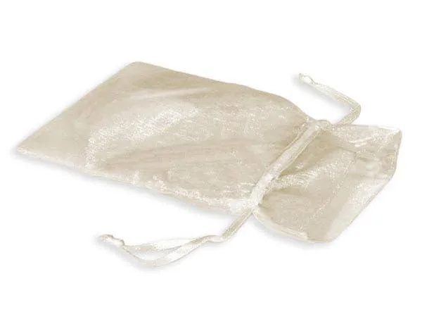 Organza Sheer Drawstring Bags: Toffee / 10 Pack / 4x6"