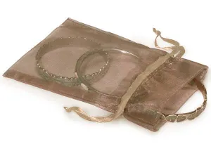 Organza Sheer Drawstring Bags: Toffee / 10 Pack / 4x6"