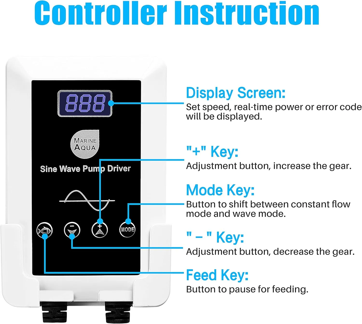 Orlushy dc-12000 Controllable DC aquarium Pump 80W 3100GPH-marine wavemaker return pump with sine wave Controller for salt/Freshwater fish reef tank sump Circulation