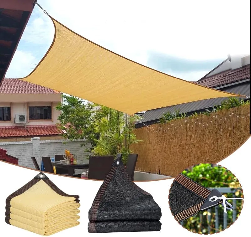 Outdoor Awnings Sunshade,Sail Garden Canopi for Terrace Car Canvas Awning Rectangle Pool Sun-Shelter Sunshade Sail Sunshade Mesh(Beige,2mx2m)
