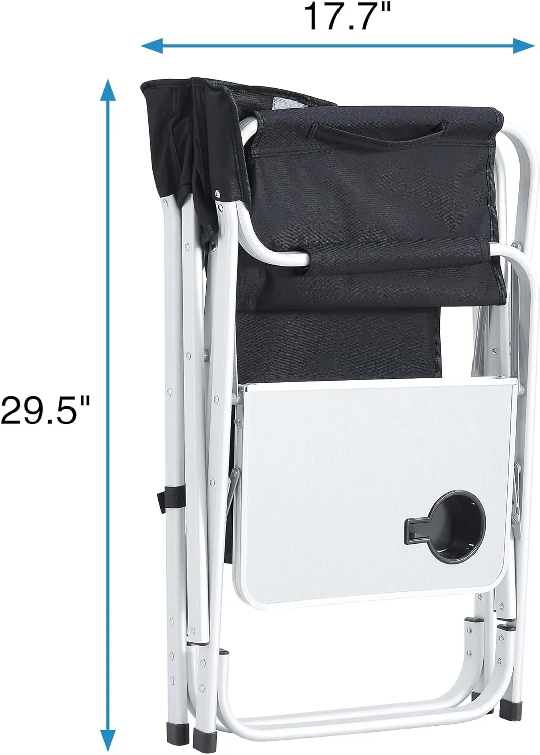 Oversized Camping Directors Chair, Portable Aluminum Camping Chairs, Padded Folding Directors Chair with Side Table Storage Pockets, Outdoor Camping, Picnics and Fishing (1, Black)