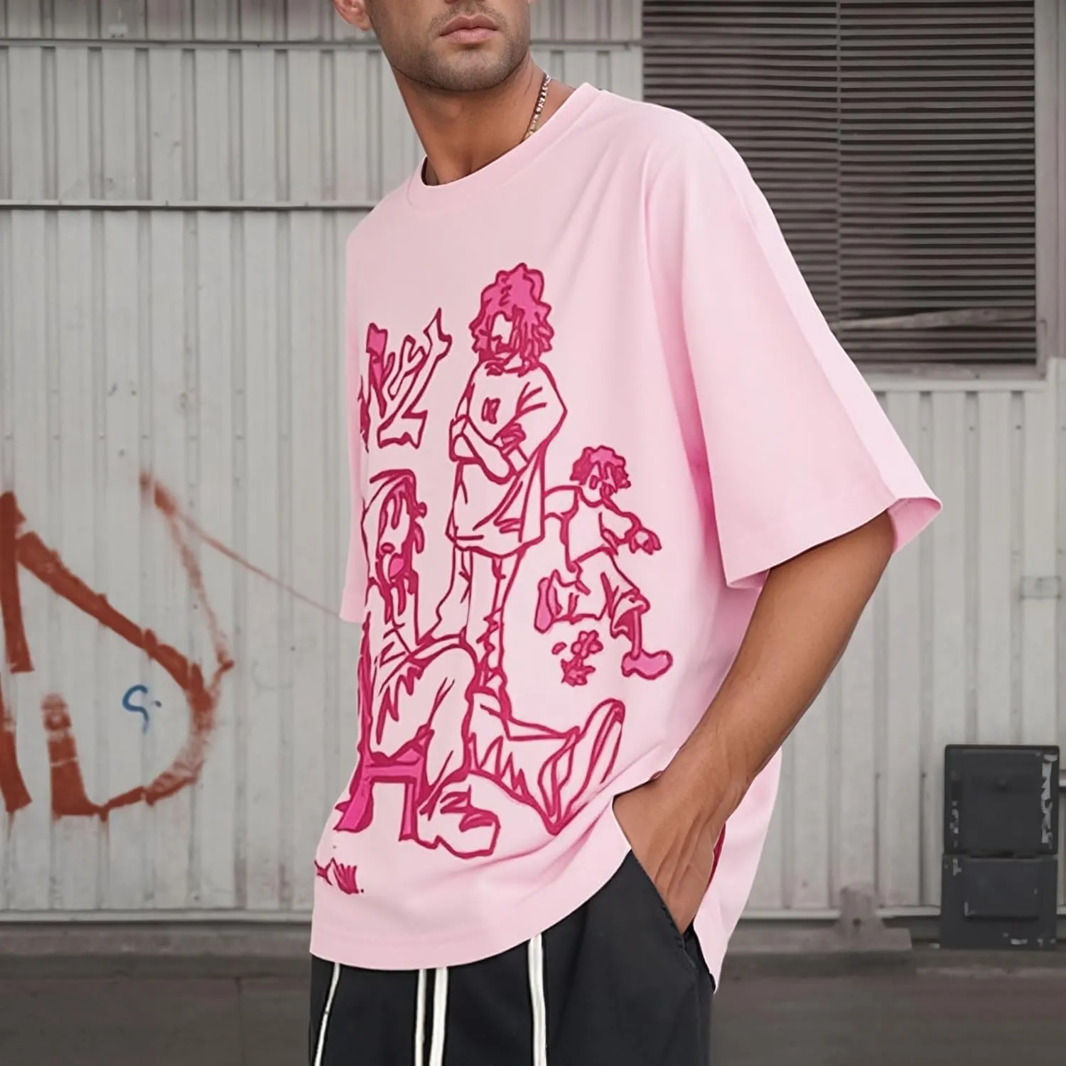 Oversized Graphic Tees Men Vintage Y2K Print Shirts Streetwear Unisex Harajuku T-Shirts