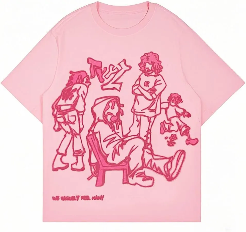 Oversized Graphic Tees Men Vintage Y2K Print Shirts Streetwear Unisex Harajuku T-Shirts