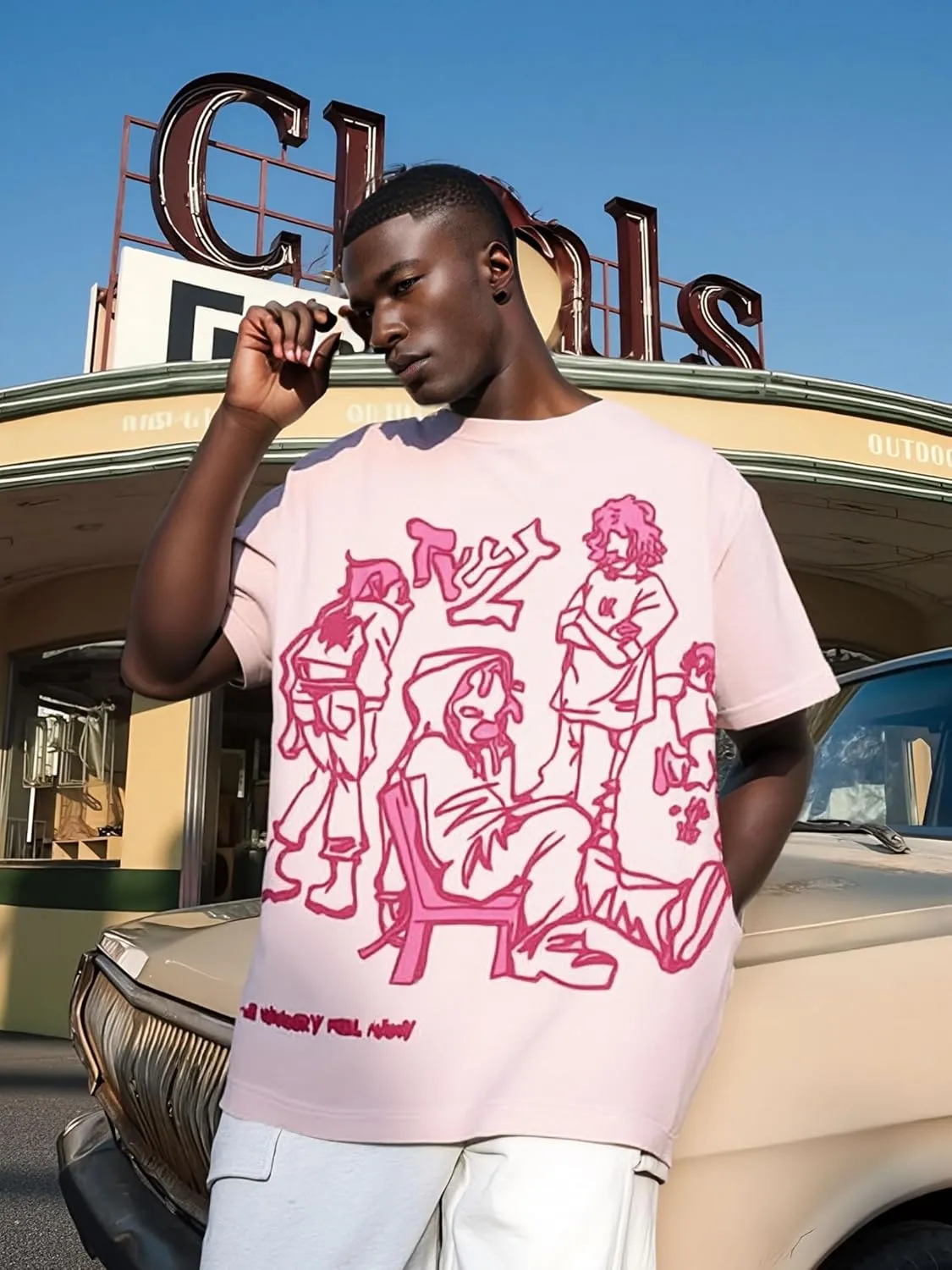 Oversized Graphic Tees Men Vintage Y2K Print Shirts Streetwear Unisex Harajuku T-Shirts