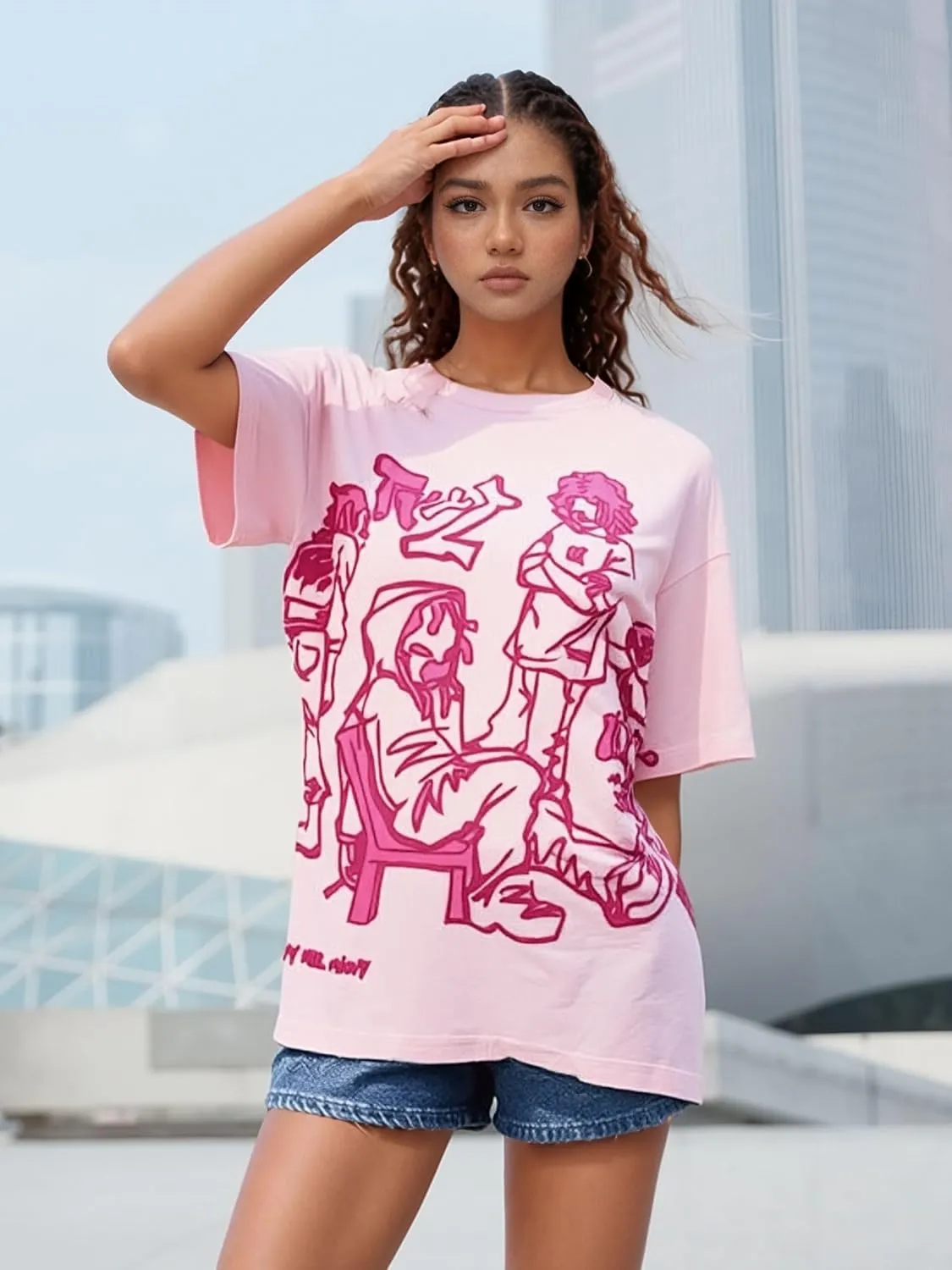 Oversized Graphic Tees Men Vintage Y2K Print Shirts Streetwear Unisex Harajuku T-Shirts