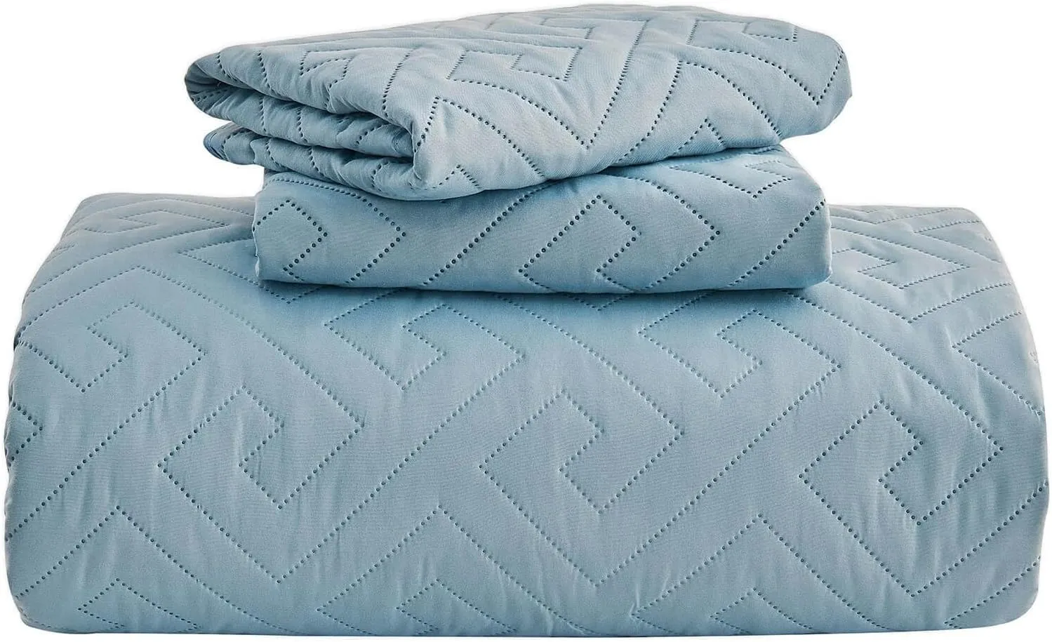 Oversized King Bedspreads 128x120 for Extra Tall/Large King or Cal King Bed Quilted Reversible Lightweight Coverlet Set 1 Quilt 2 Pillow Shams Blue