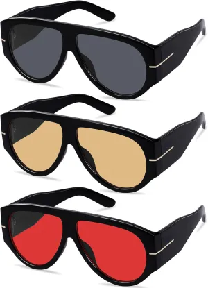Oversized Retro Aviator Sunglasses for Women Men Trend 70s Thick Classic Vintage Style Sun Glasses