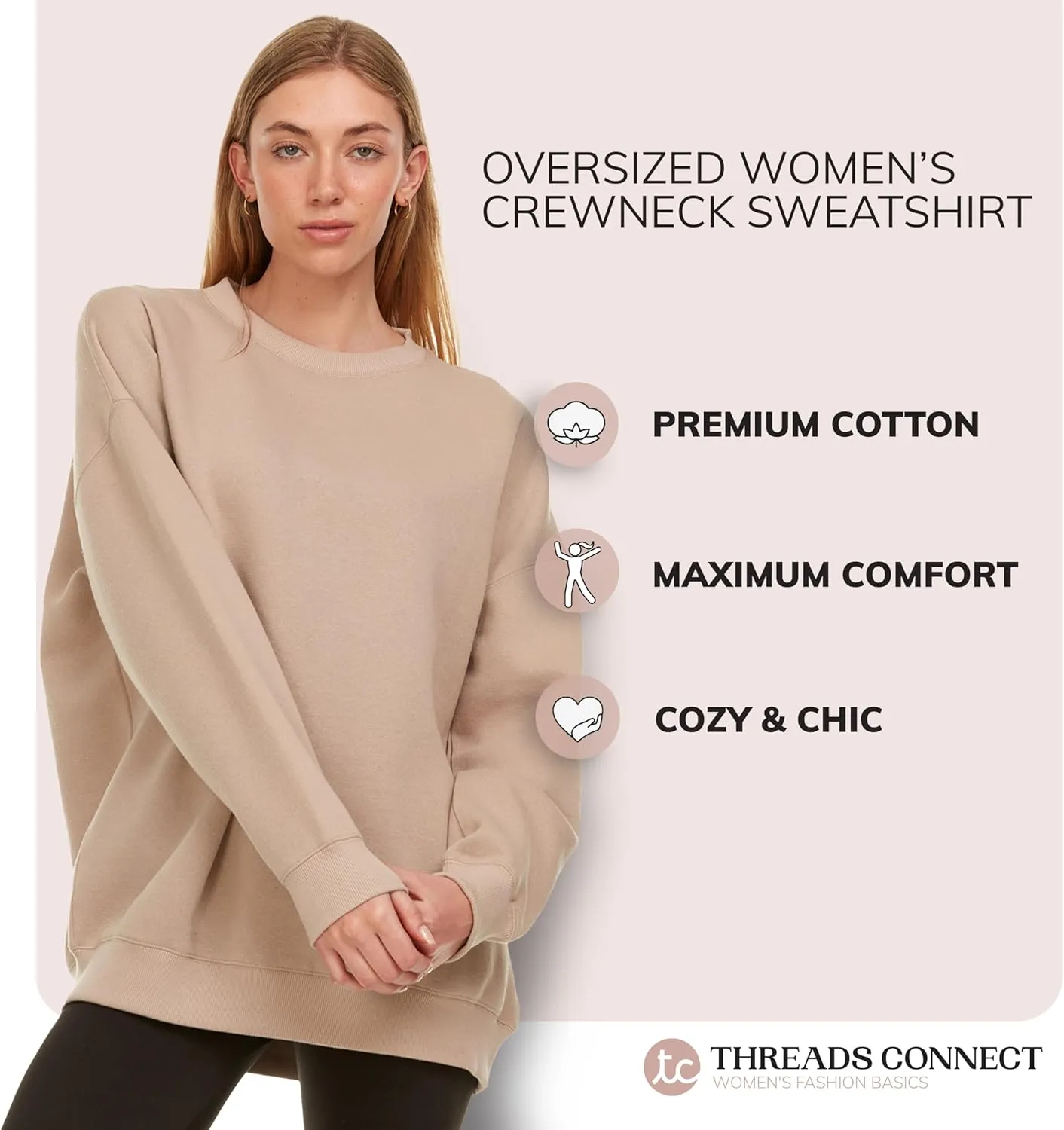 Oversized Sweatshirt for Women – Crewneck Fleece Pullover Soft Trendy Sweatshirt