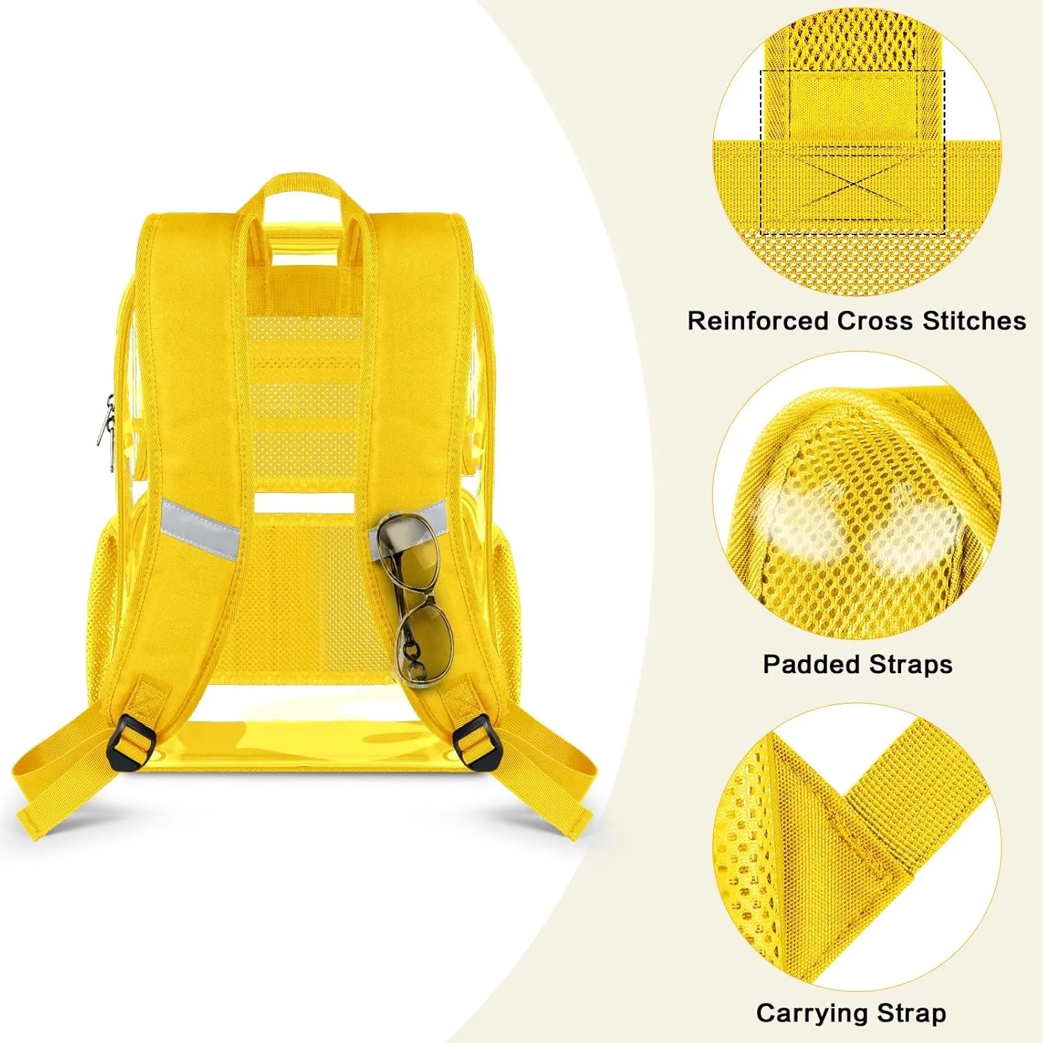 PAMANO Clear Backpack Heavy Duty Transparent See Through Bag for College Work Travel Security,Yellow