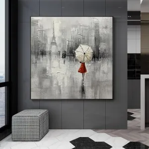 Paris Eiffel Tower abstract artwork with heavy texture