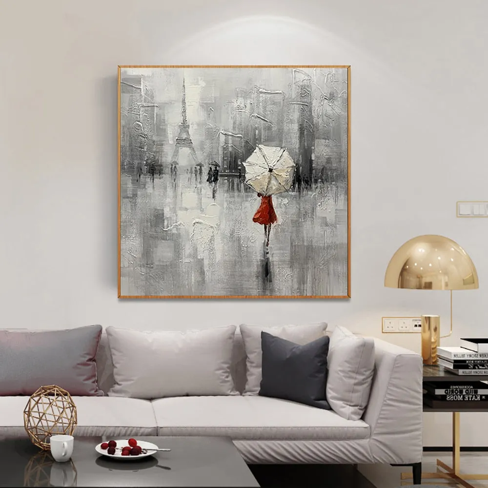 Paris Eiffel Tower abstract artwork with heavy texture