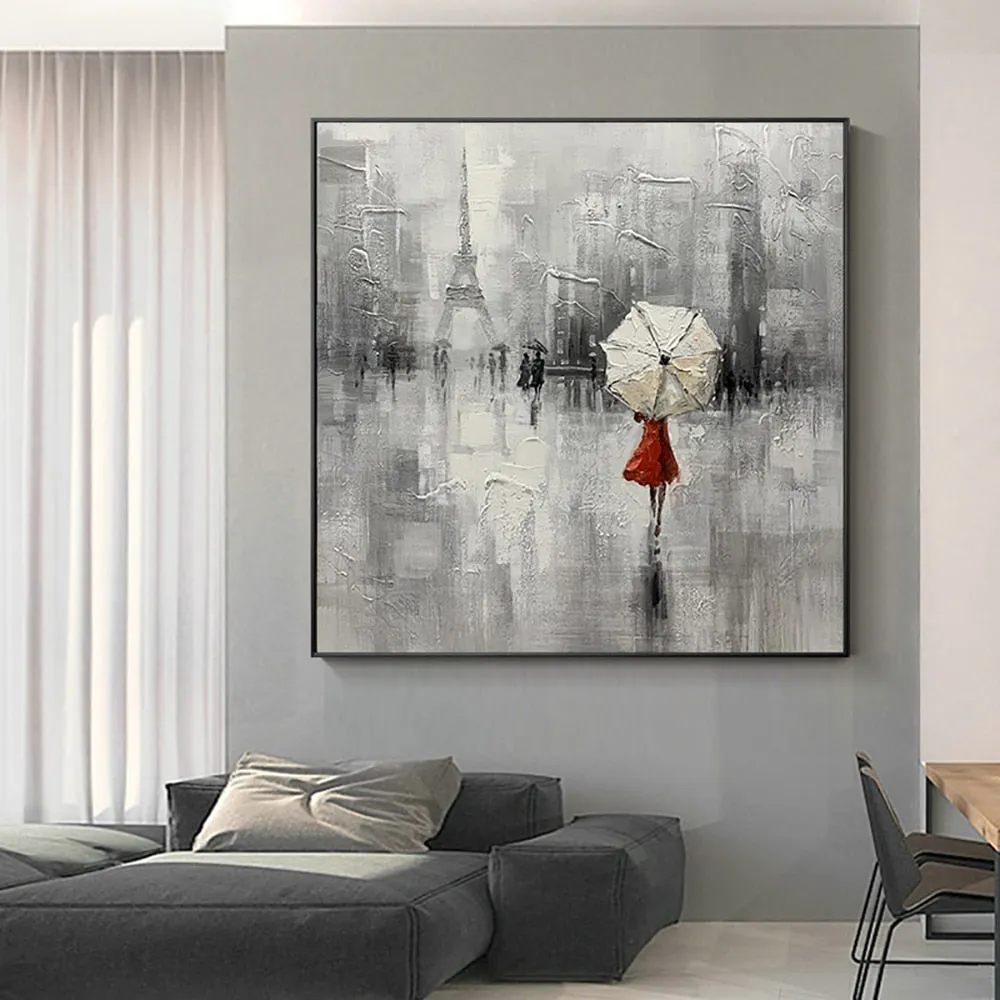 Paris Eiffel Tower abstract artwork with heavy texture