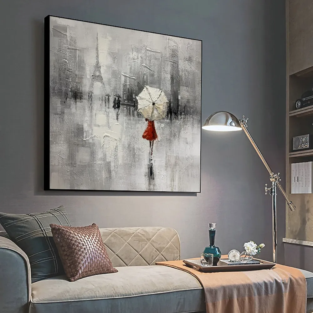 Paris Eiffel Tower abstract artwork with heavy texture