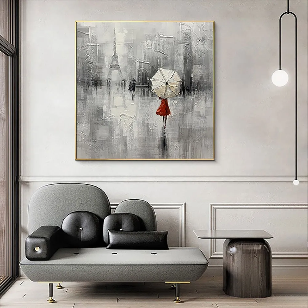 Paris Eiffel Tower abstract artwork with heavy texture
