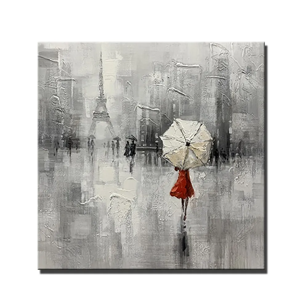 Paris Eiffel Tower abstract artwork with heavy texture