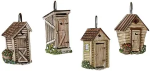 Park Designs Outhouse Shower Curtain Hooks | Decorative Rustic Bathroom Curtain Hook Set of 12 | Hand-Painted Resin with Vintage Country Charm | Farmhouse Bath Accessory for Themed Décor | Durable &