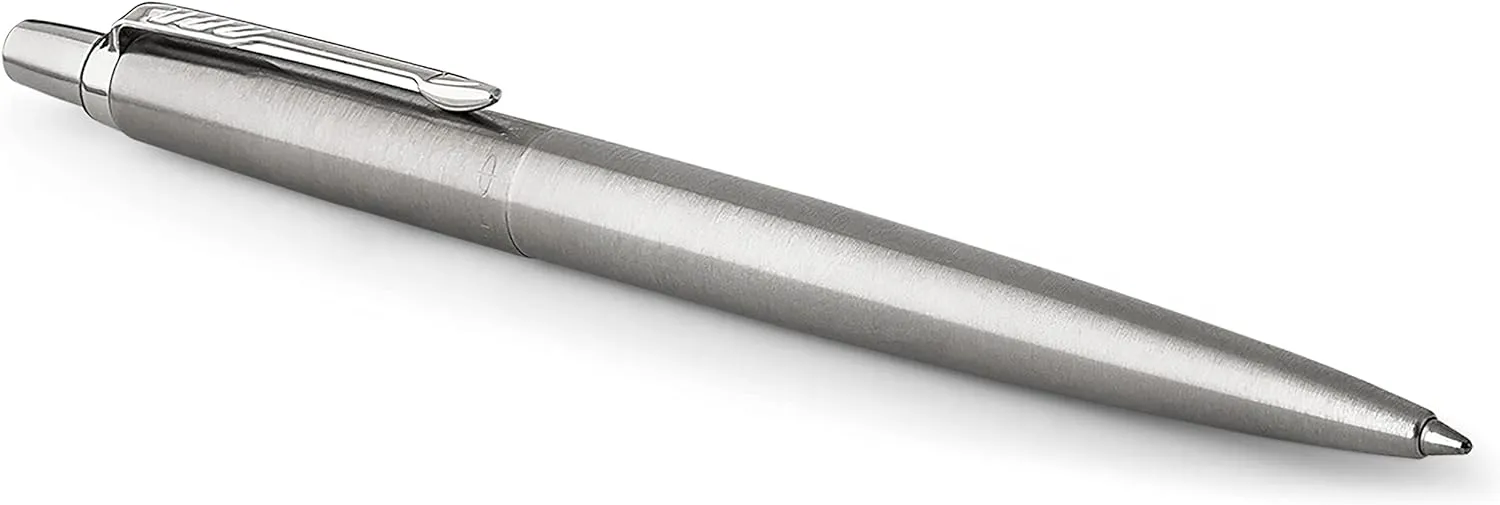 Parker Jotter Ballpoint Pen Stainless Steel with Chrome Trim Medium Point Blue Ink Ideal Office Supplies Gift Box