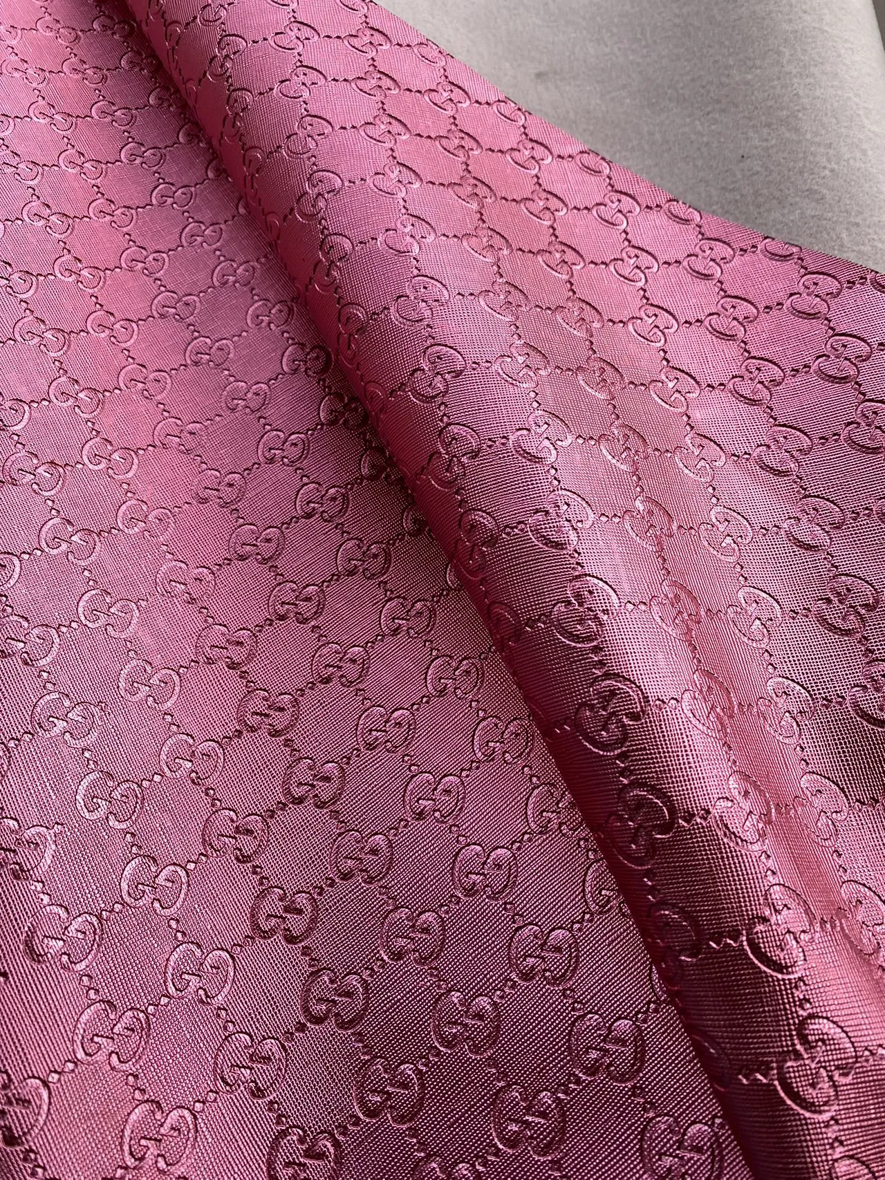 Peach Pink Shiny Soft Gucci Leather Fabric for Nail Art Shoes Custom Sewing Projects